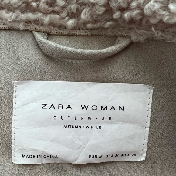 ZARA | Woman | Teddy Faux Shearling Moto Biker Jacket | Size M 🍁🍂 🏍️ - Picture 11 of 16